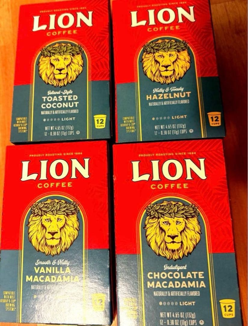 ライオンコーヒー キューリグKカップ 4種セット 48個バニラヘーゼルココナッツ