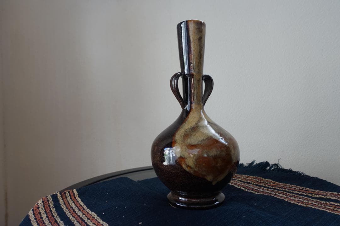 223 花瓶　笹耳付　膳所焼き SOUVENIR