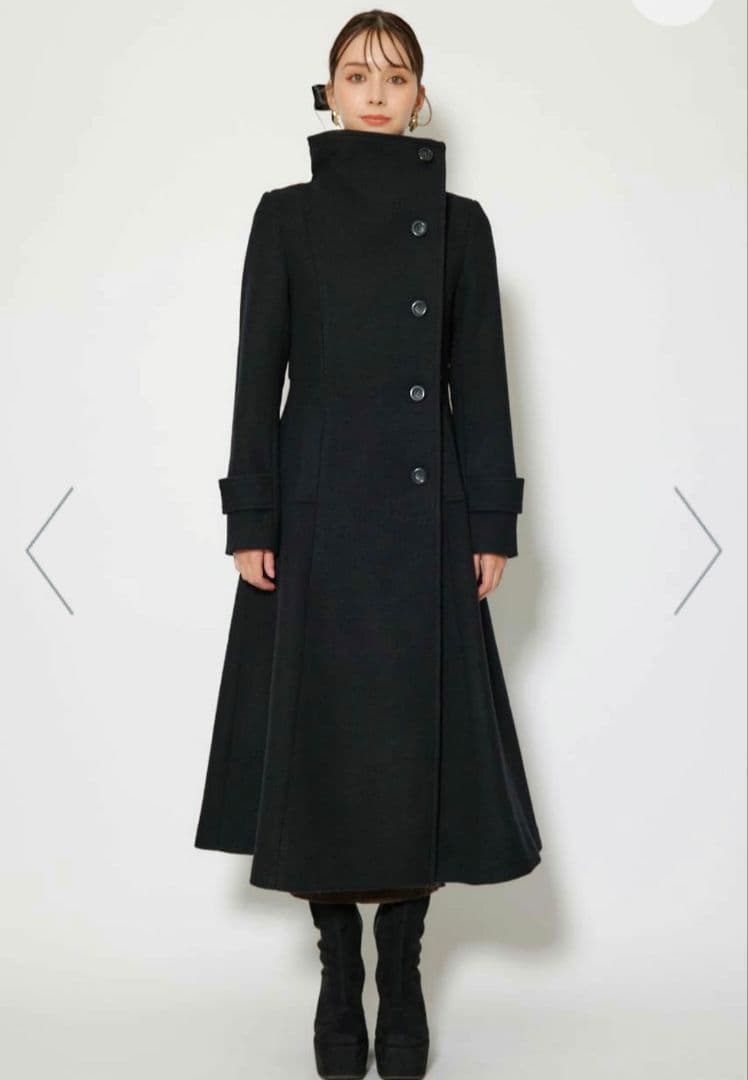 3回着用★rienda定番の大人気シンデレララインコート★Sサイズ ブラック