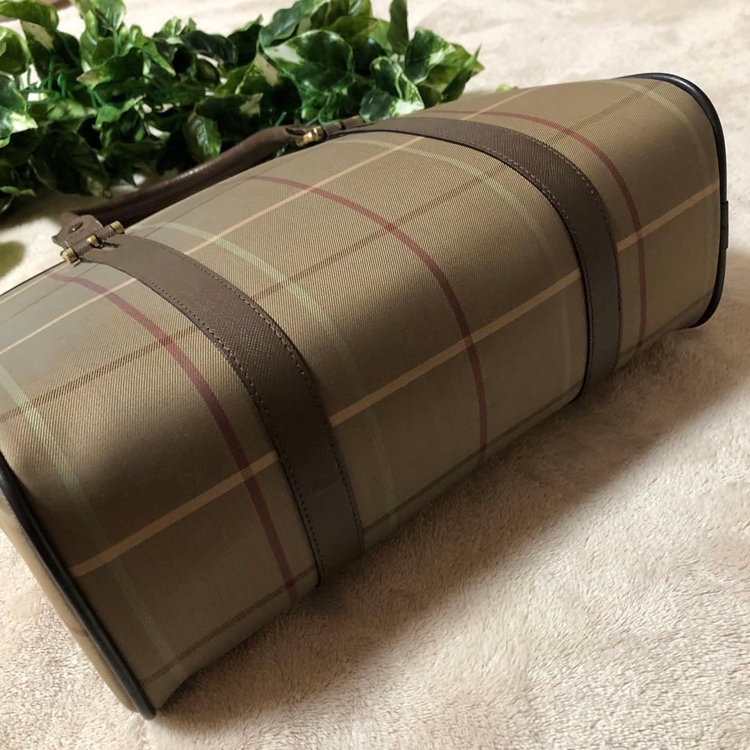 BURBERRY バーバリー　ボストンバッグ　ノバチェック　ホースロゴ　レザー