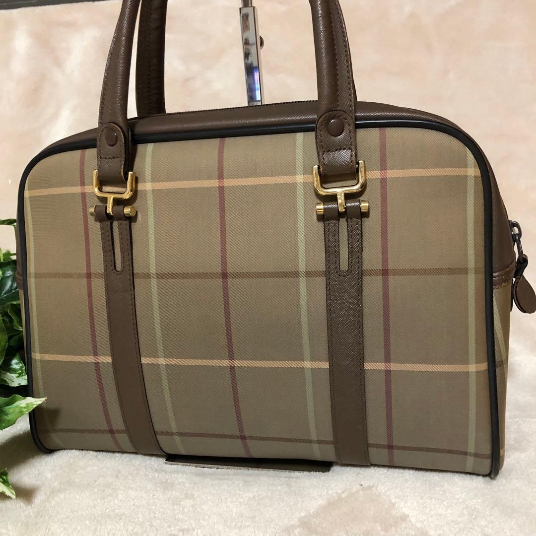 BURBERRY バーバリー　ボストンバッグ　ノバチェック　ホースロゴ　レザー
