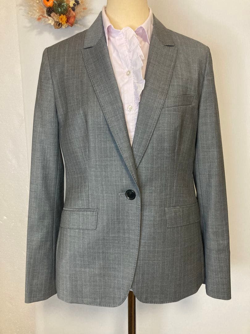 美品INDIVIレディースパンツスーツセットアップ（L）ペンシルストライプ