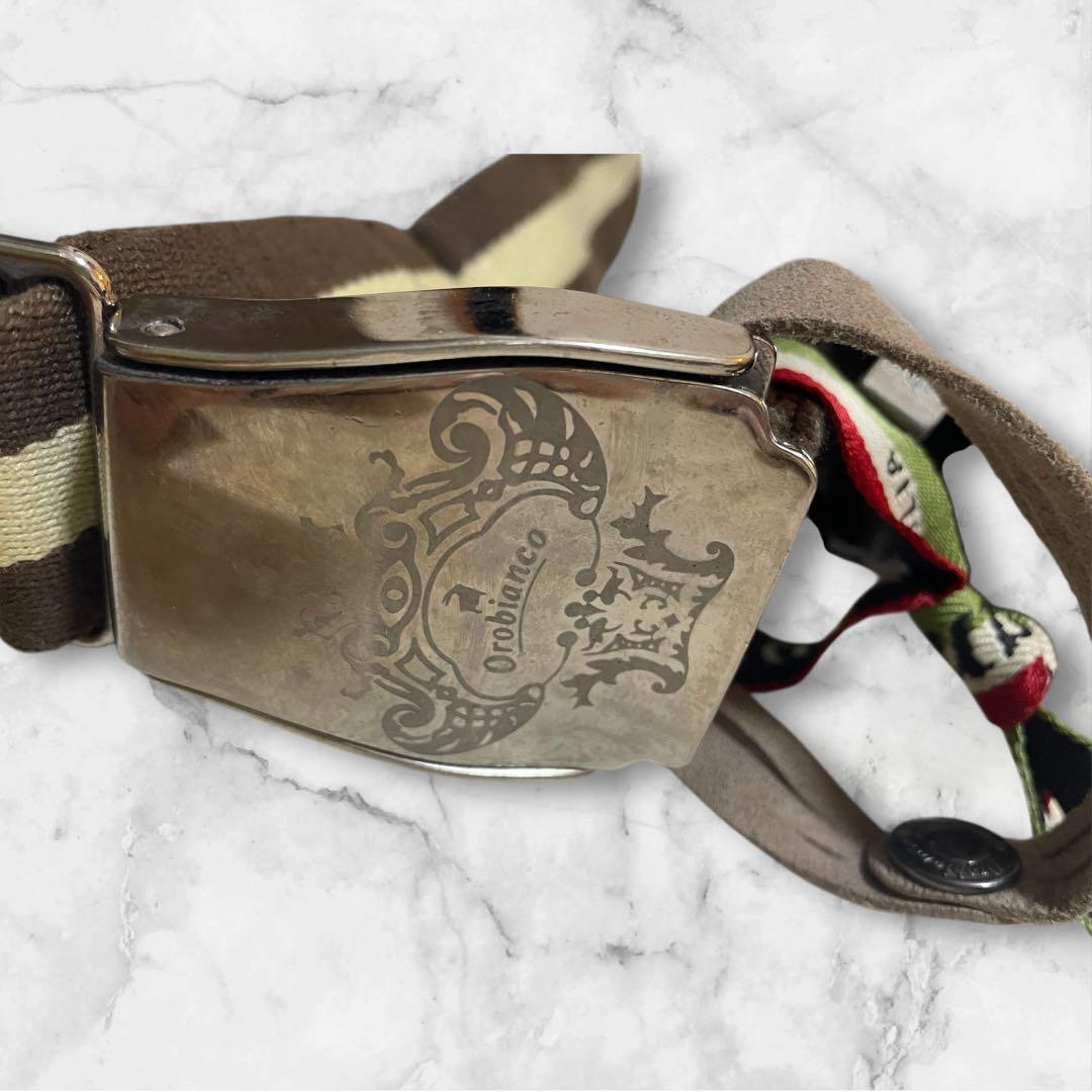 【美品】Orobianco ボディバッグ 黒/アイボリー