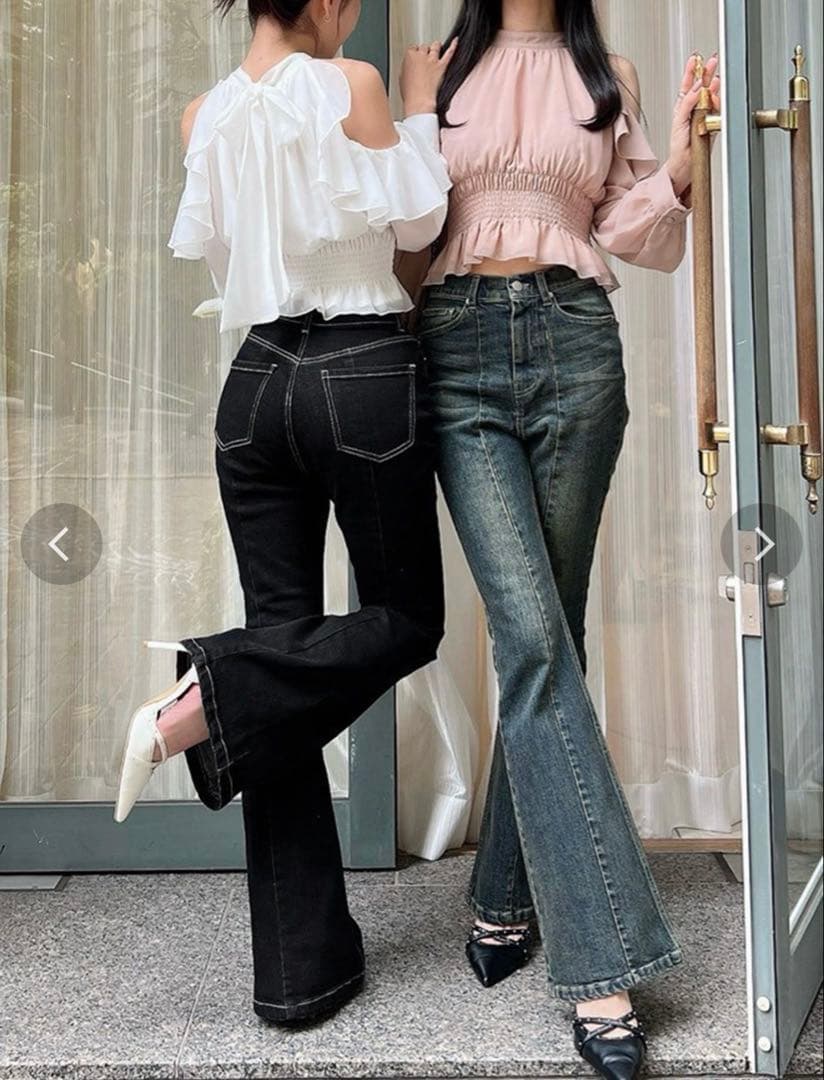 RESEXXY スタイルメイクフレアデニムパンツ　ブラック　Sサイズ