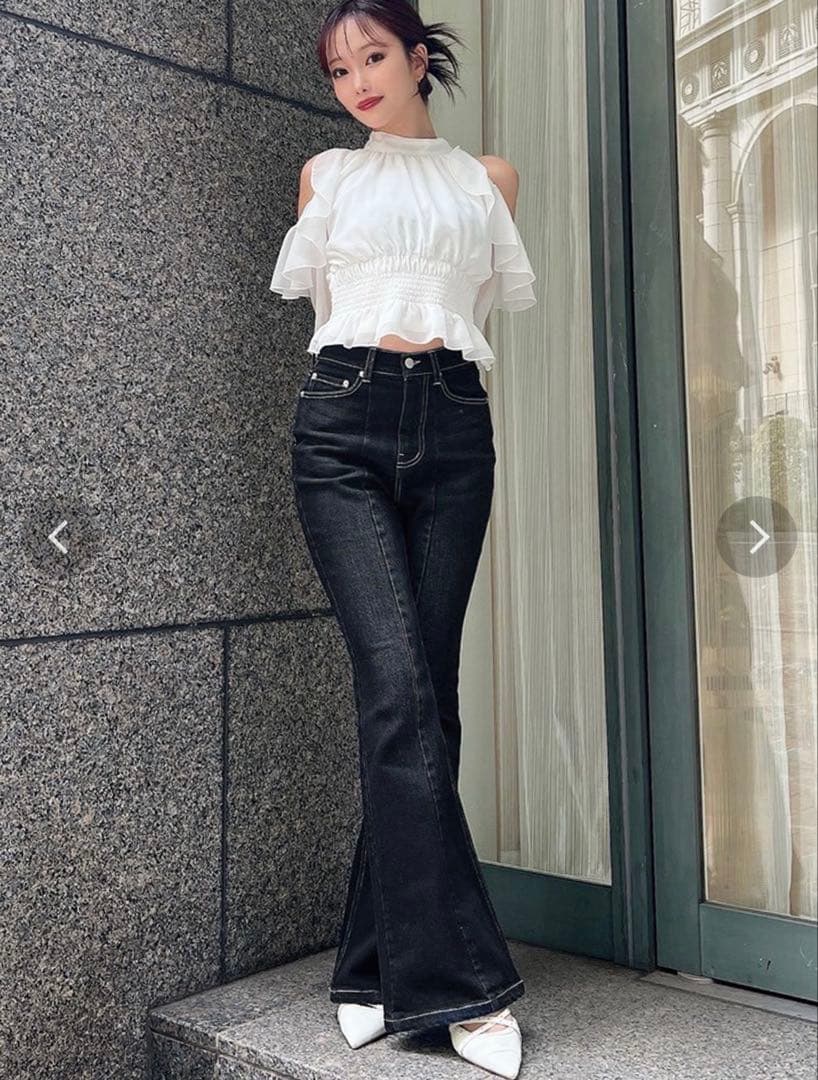 RESEXXY スタイルメイクフレアデニムパンツ　ブラック　Sサイズ