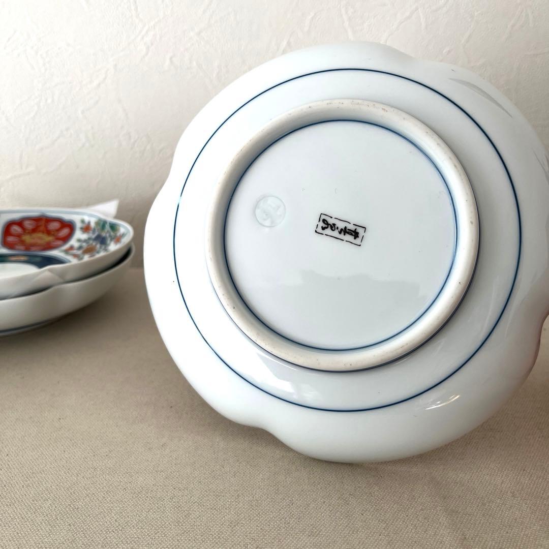 ○M648 ○有田焼 永祥窯 古伊万里　牡丹金彩 輪花皿【5枚】未使用　華やか