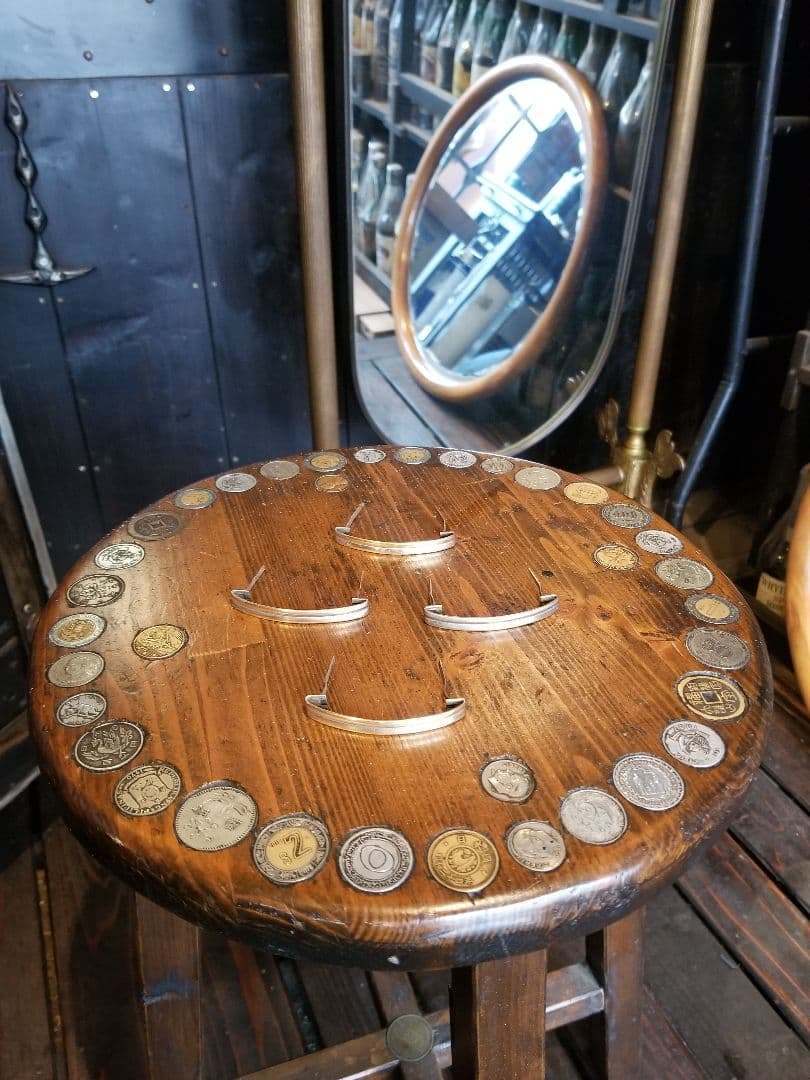 1960's　フレンチモダン　ポップ　楢　良杢　真鍮　組木　小引き出し