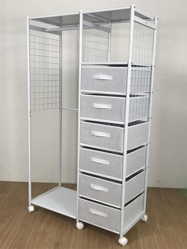 【新品】☆６BOX付き　ハンガーラック　WH