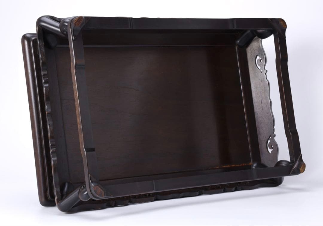 時代物 唐木製 飾台 長方卓 高さ19cm 香炉台 花台 盆栽台 アンティーク