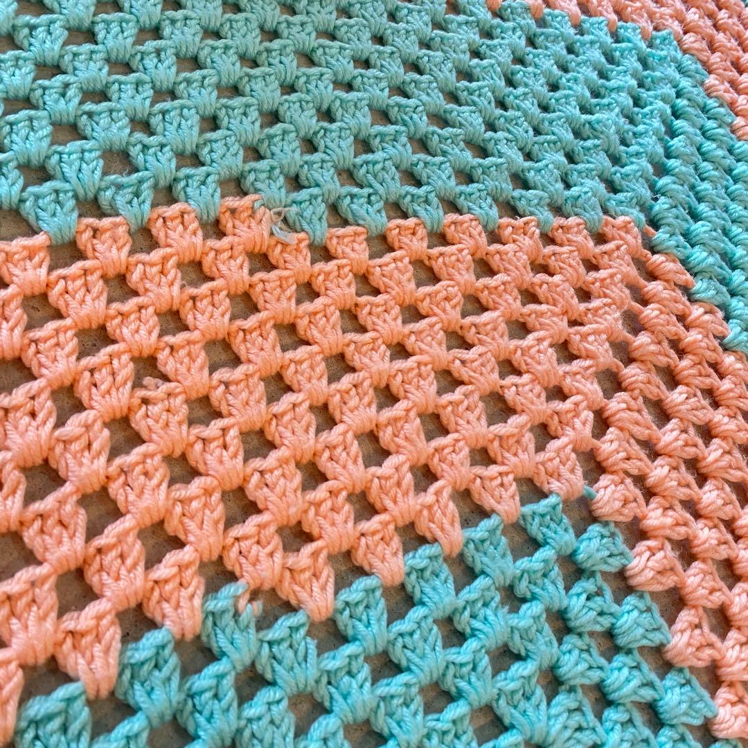 【1970s USA vintage】グラニーブランケット クロシェ パステル