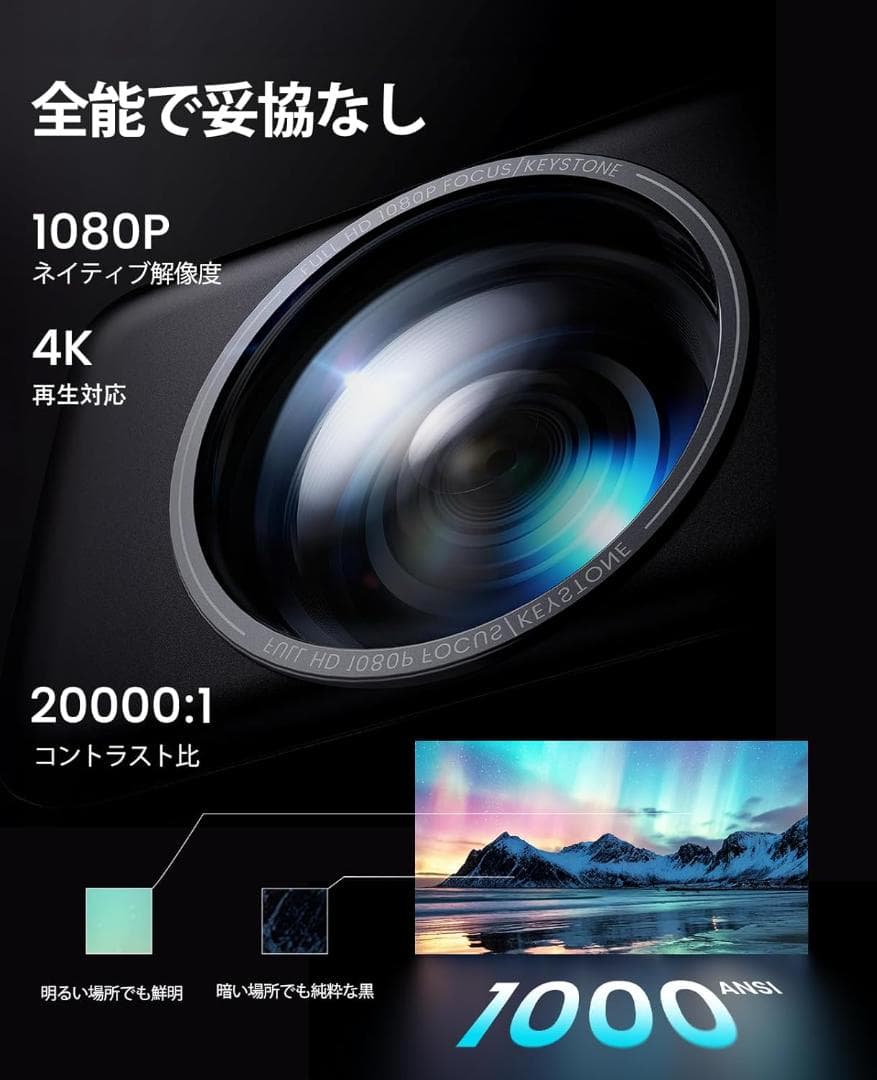 ミ*タ様 プロジェクター 4k 20WDoIby対応 1000ASNI高輝度 W