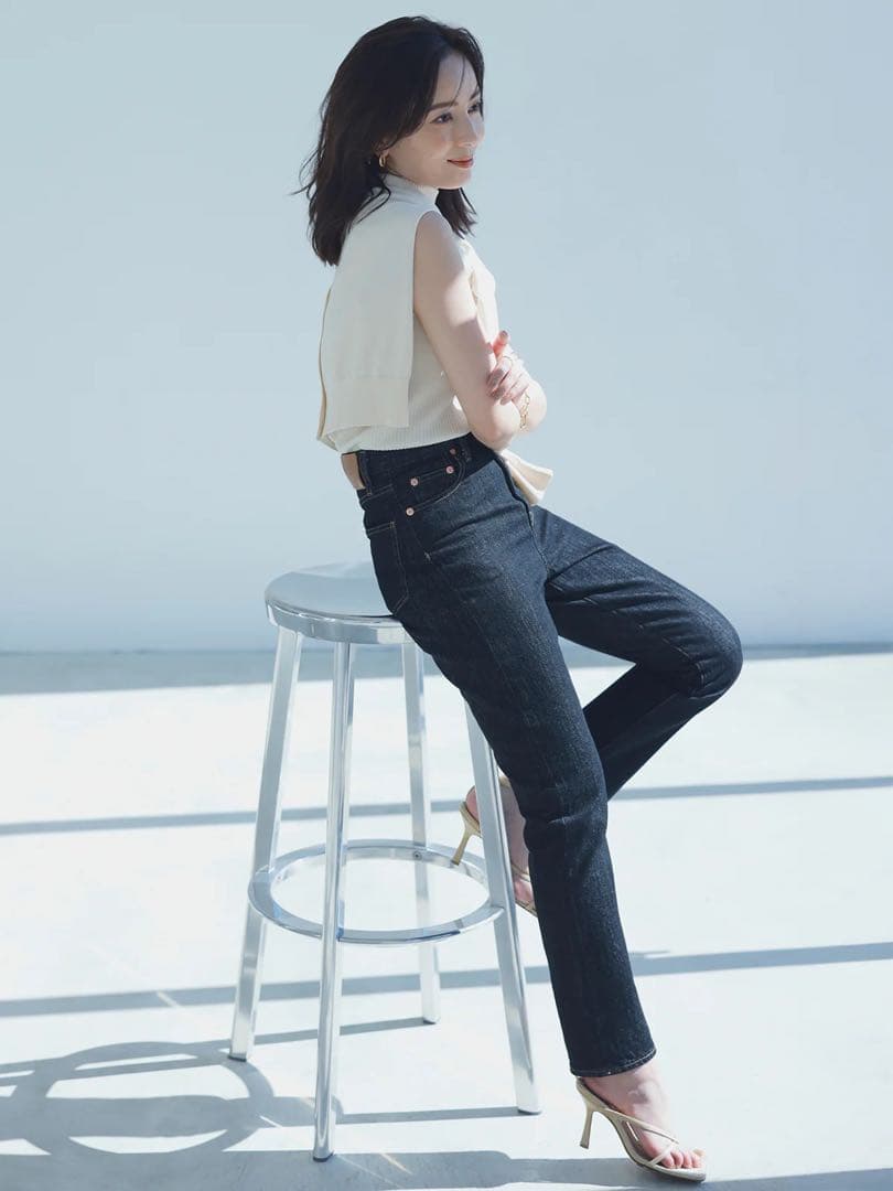 パンツ anuans Slim straight denim BLACK 0