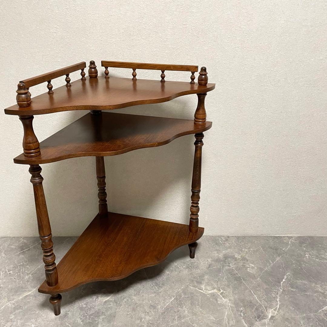 アンティーク　コーナーシェルフ 花台 飾り棚 隙間収納 コーナー収納