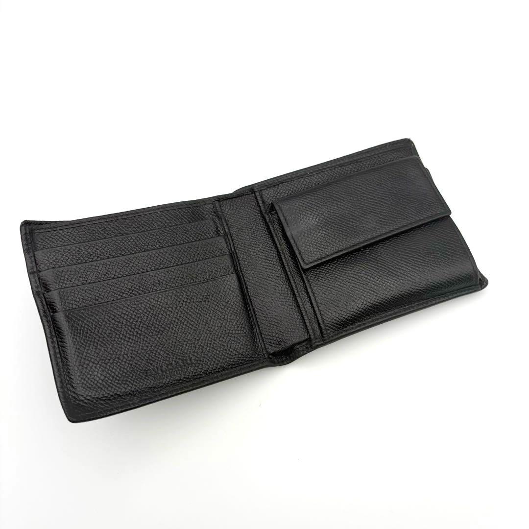 【BVLGARI】ブルガリ 二つ折り財布 ブラック レザー 本革 メンズ