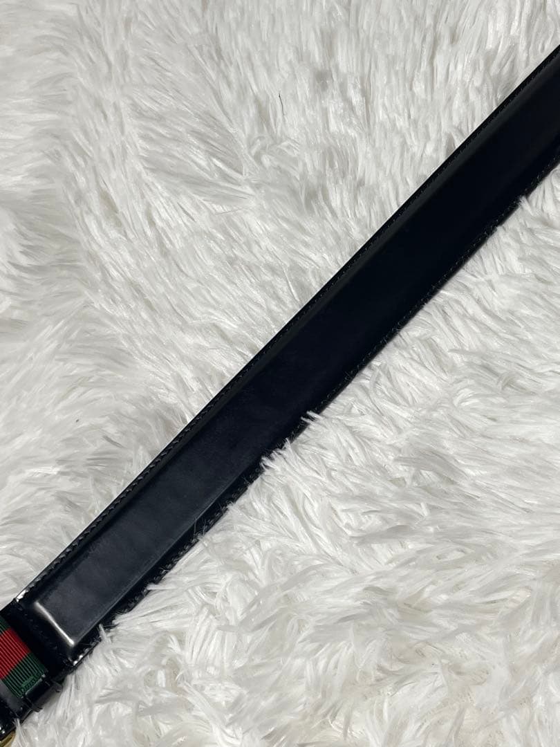 GUCCI グッチ レザーベルト 本革　ブラック ゴールドバックル