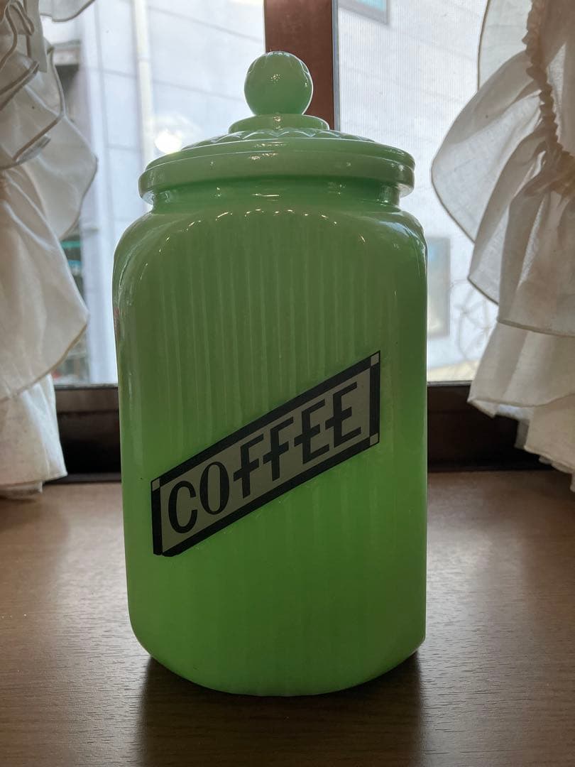 ジェダイグリーン　ミルクガラス コーヒーキャニスター
