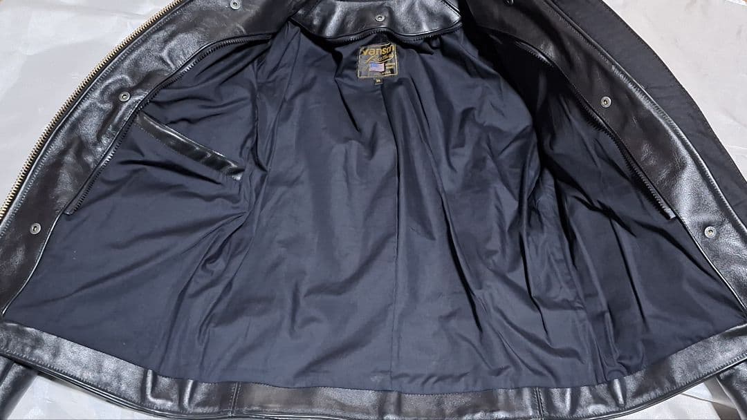 Vanson B ブラック レザーライダースジャケット 36