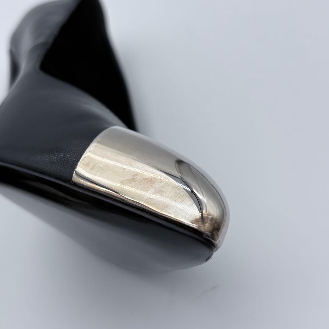 美品　CELINE エディ期　レザー　パンプス　メタルトゥ　ヒール　ポインテッド