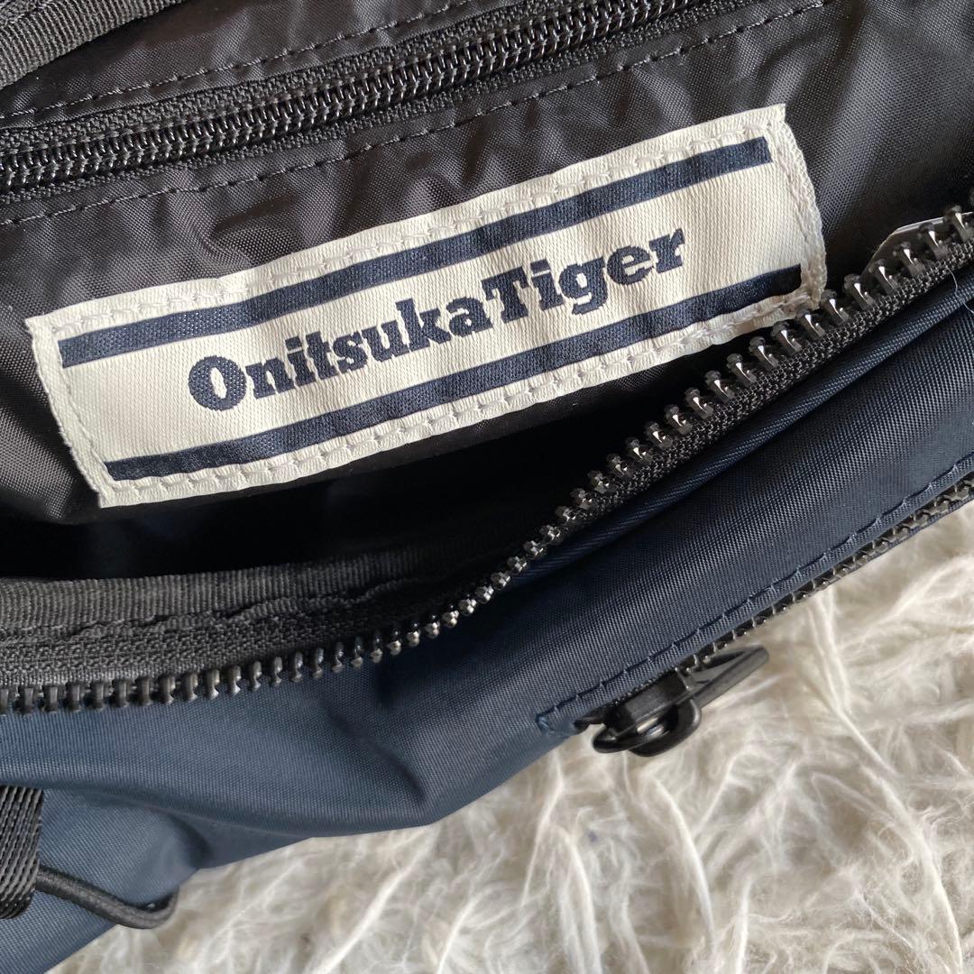 オニツカタイガー メッセンジャーバッグ ネイビー　刺繍 1949 ナイロン