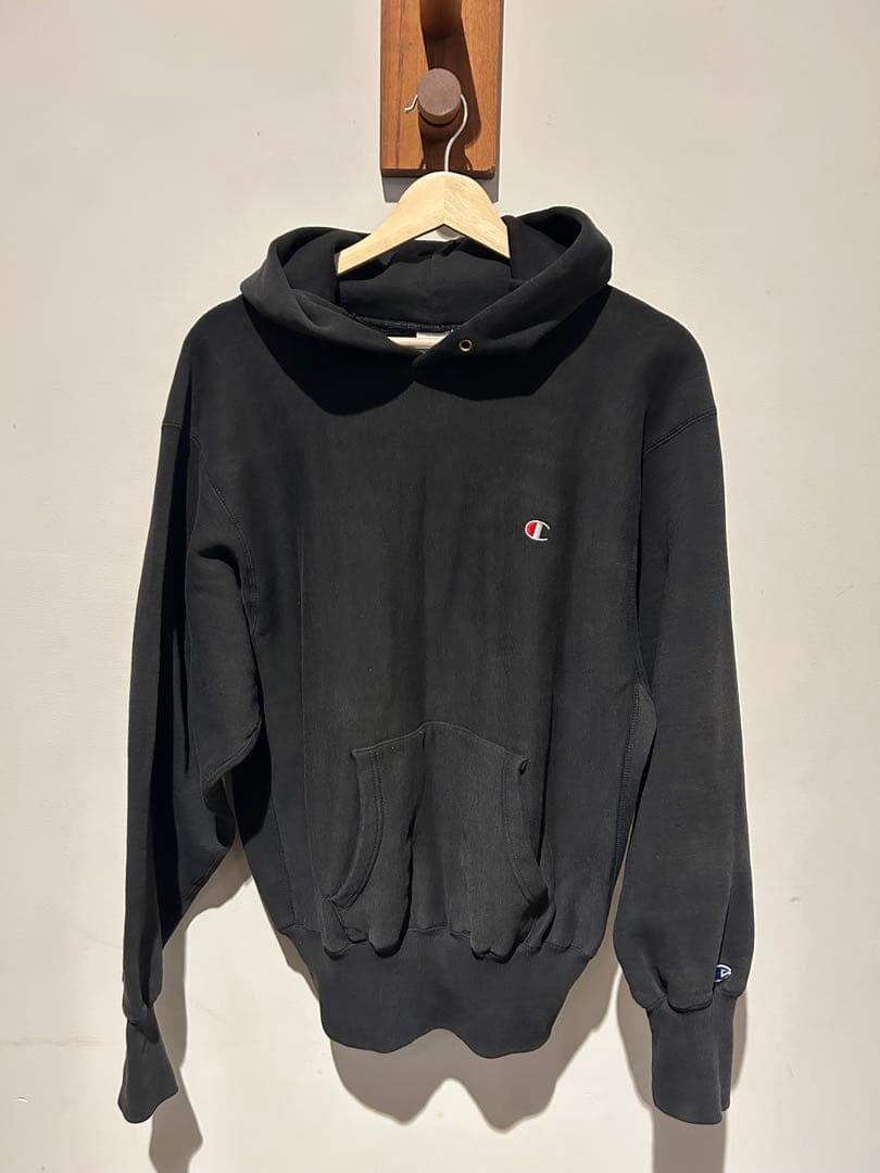 L*読様 チャンピオン　リバースウィーブ　ブラック　M USA製　刺繍タグ