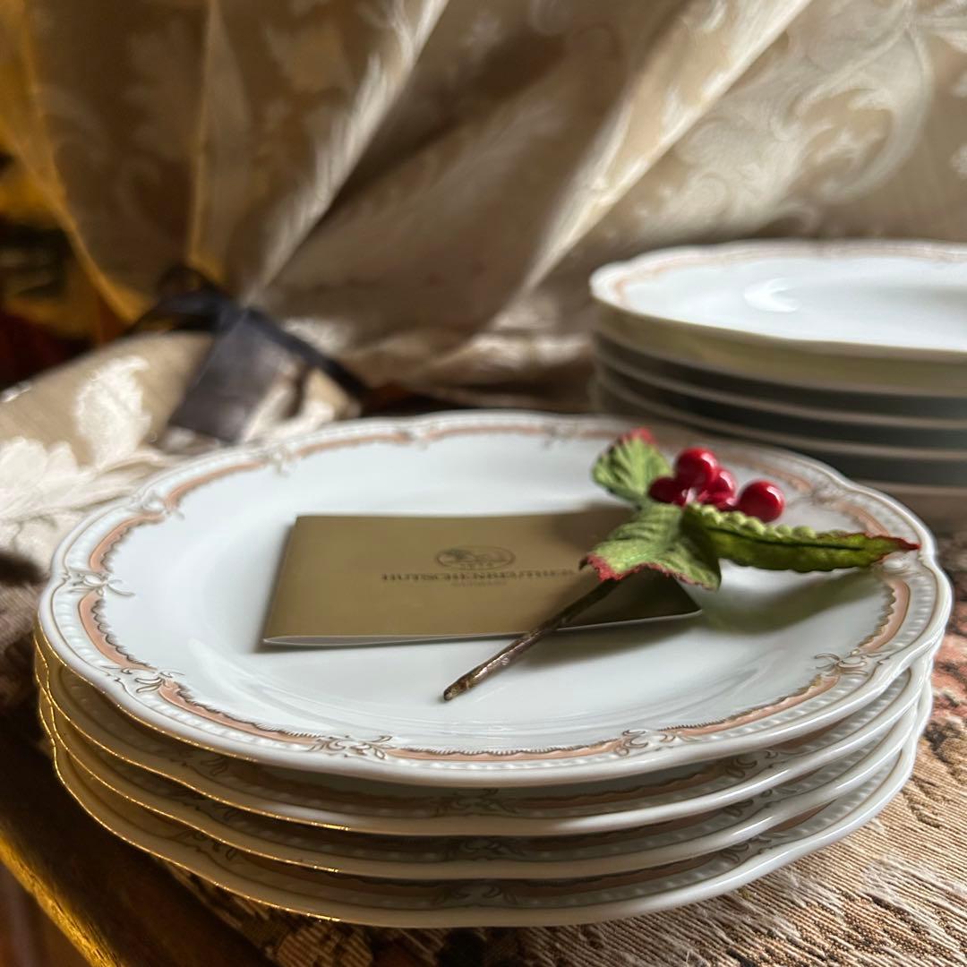 新品ドイツ製 HUTSCHENREUTHER ペールピーチ 美しいケーキプレート