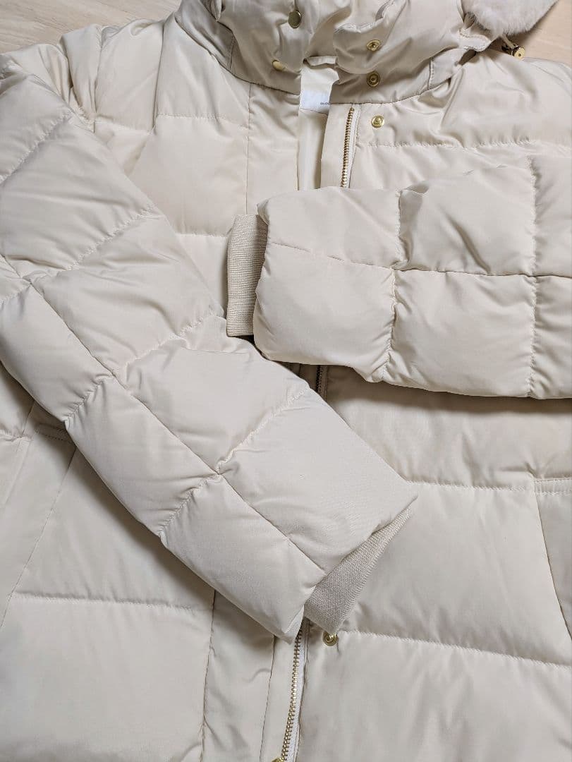 GLOBALWORK　ウツクシルエット撥水ダウンコート　アイボリー　Lサイズ