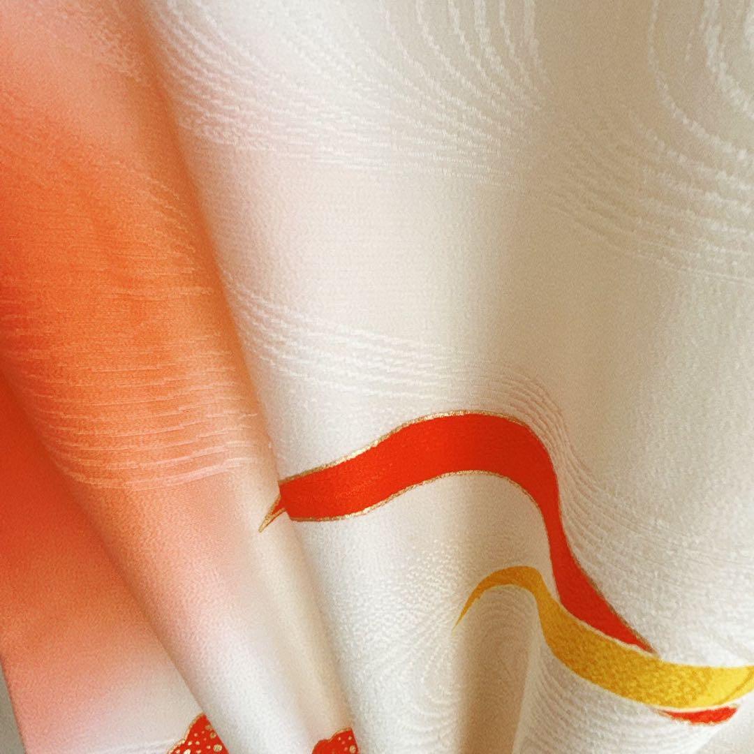 七五三　７歳フルセット　長着＆帯＆長襦袢＆草履＆バッグ＆小物セット　オレンジ地