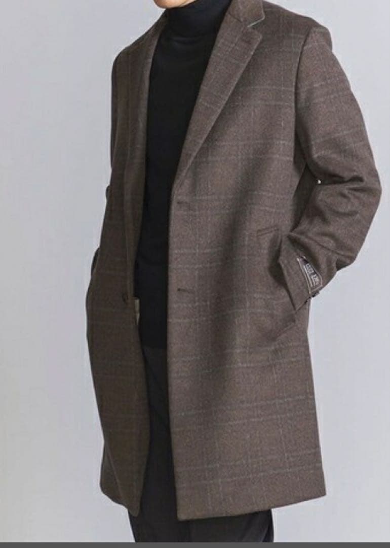 【未使用】BEAUTY&YOUTH チェック120S メルトン チェスターコート