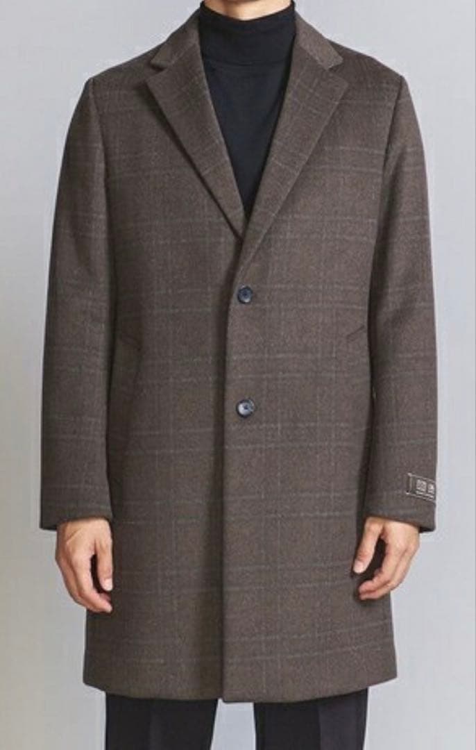 【未使用】BEAUTY&YOUTH チェック120S メルトン チェスターコート