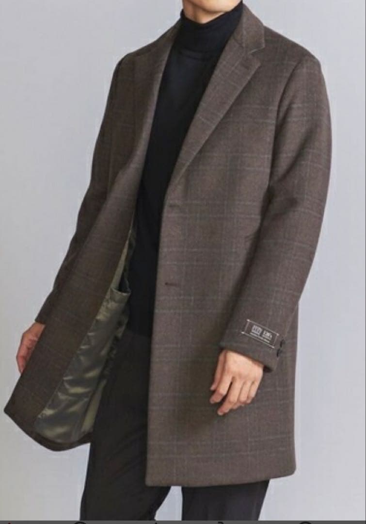 【未使用】BEAUTY&YOUTH チェック120S メルトン チェスターコート