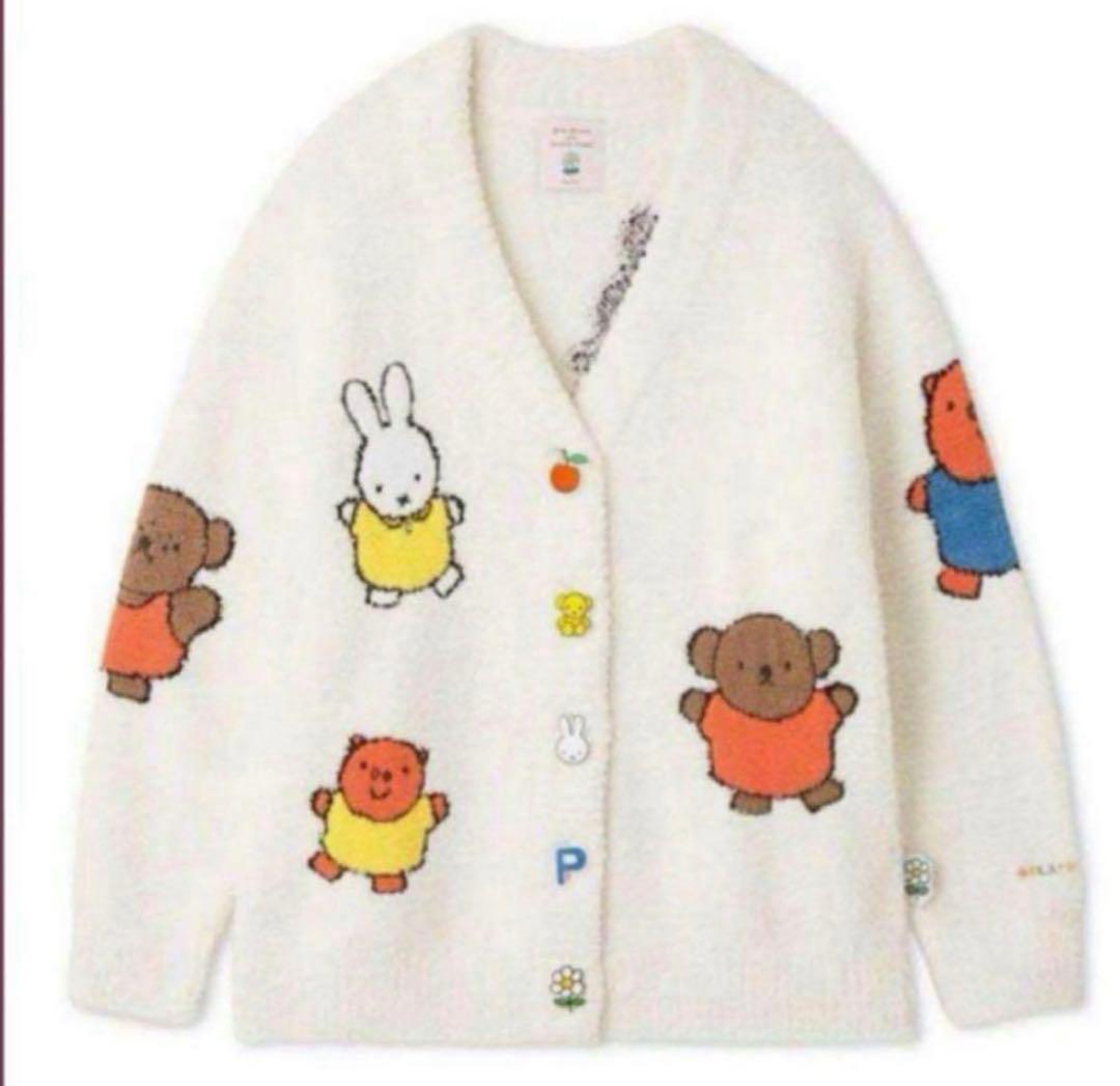 ジェラートピケ　DickBruna ベビモコ 総柄ジャガードカーディガンミッフィ