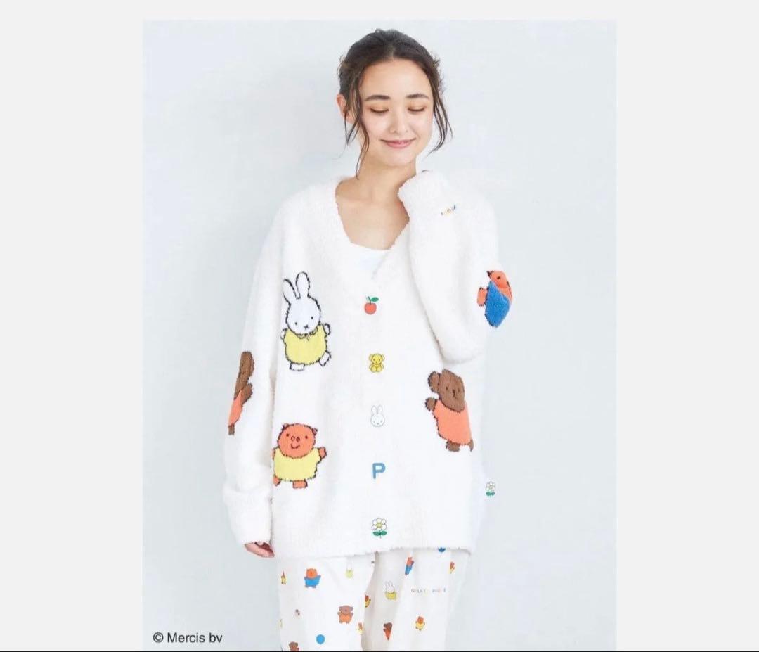 ジェラートピケ　DickBruna ベビモコ 総柄ジャガードカーディガンミッフィ