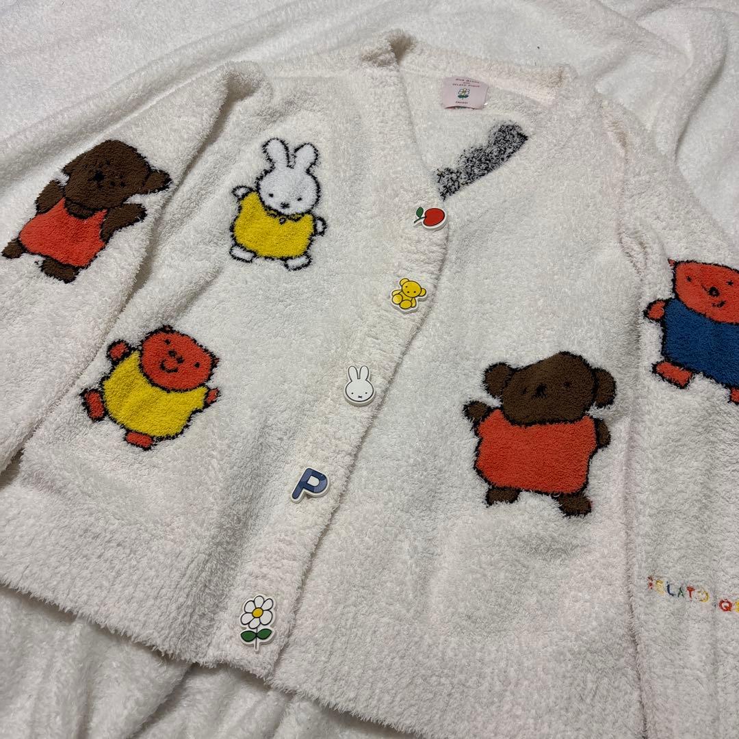 ジェラートピケ　DickBruna ベビモコ 総柄ジャガードカーディガンミッフィ