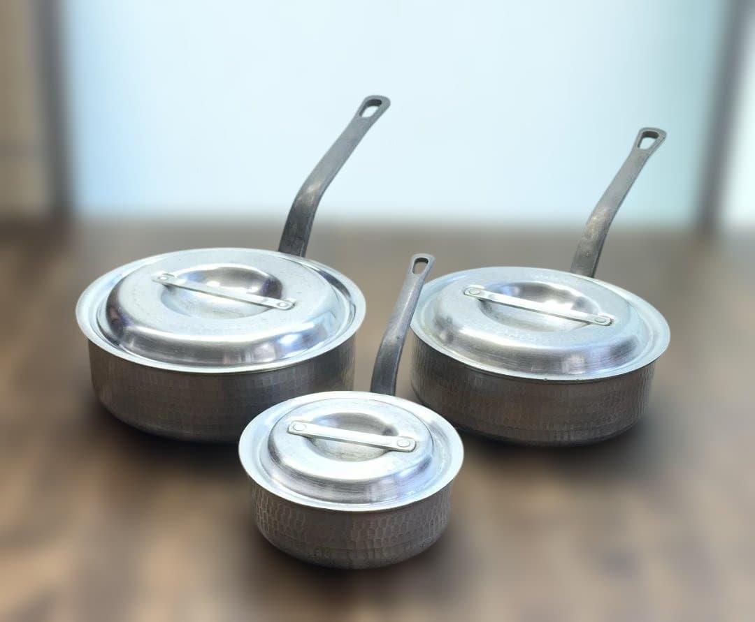 アカオアルミ DON 片手浅型鍋 3点セット直径24・21・15㎝ 蓋付き