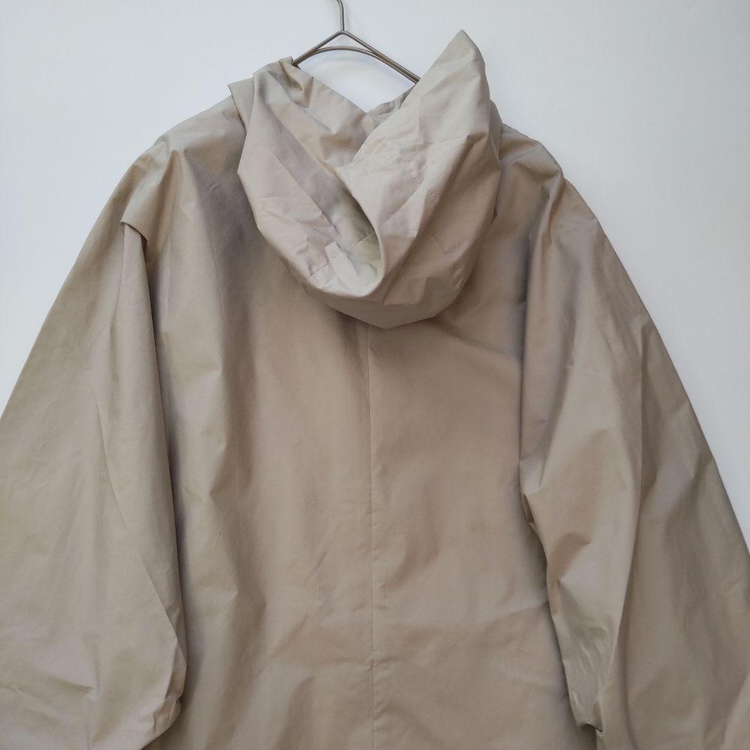 美品 エブール シルクポリナイロン フーデッド ロングコート ジップアップ 38