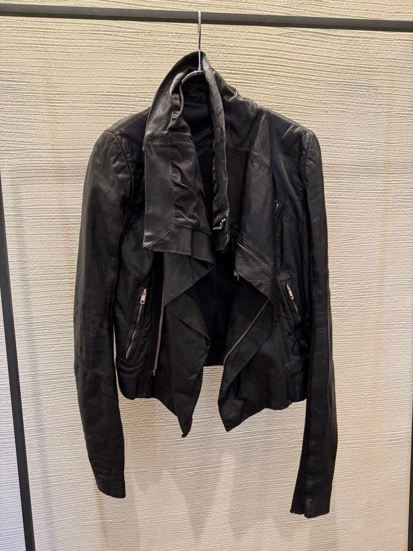 国内正規品00s Rick owens バイカー レザージャケット ドレープ