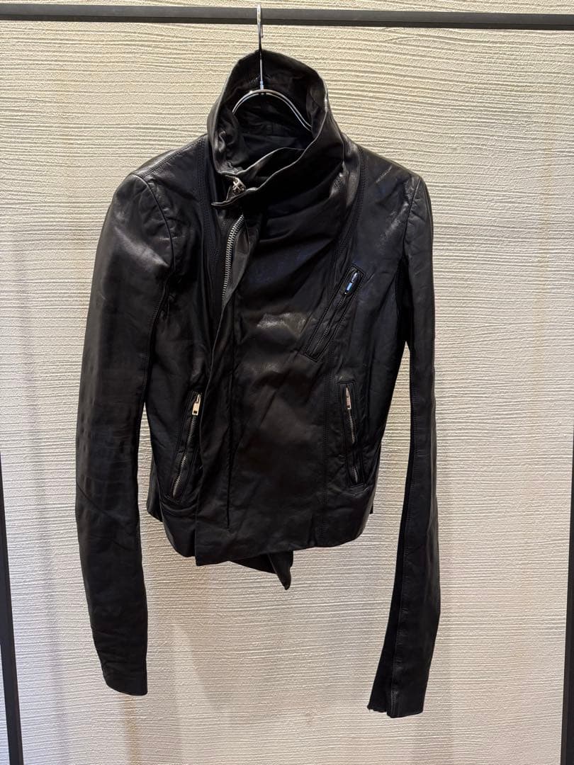 国内正規品00s Rick owens バイカー レザージャケット ドレープ