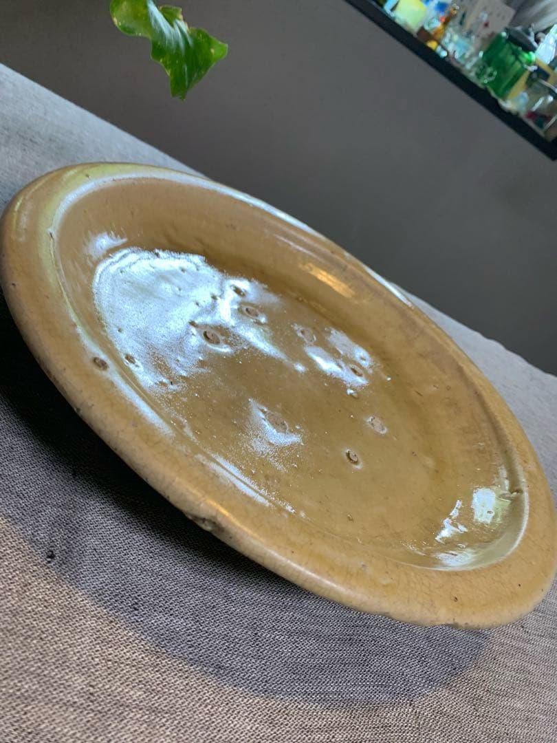 黄瀬戸　石皿　古瀬戸　大皿　大鉢　37cm 江戸