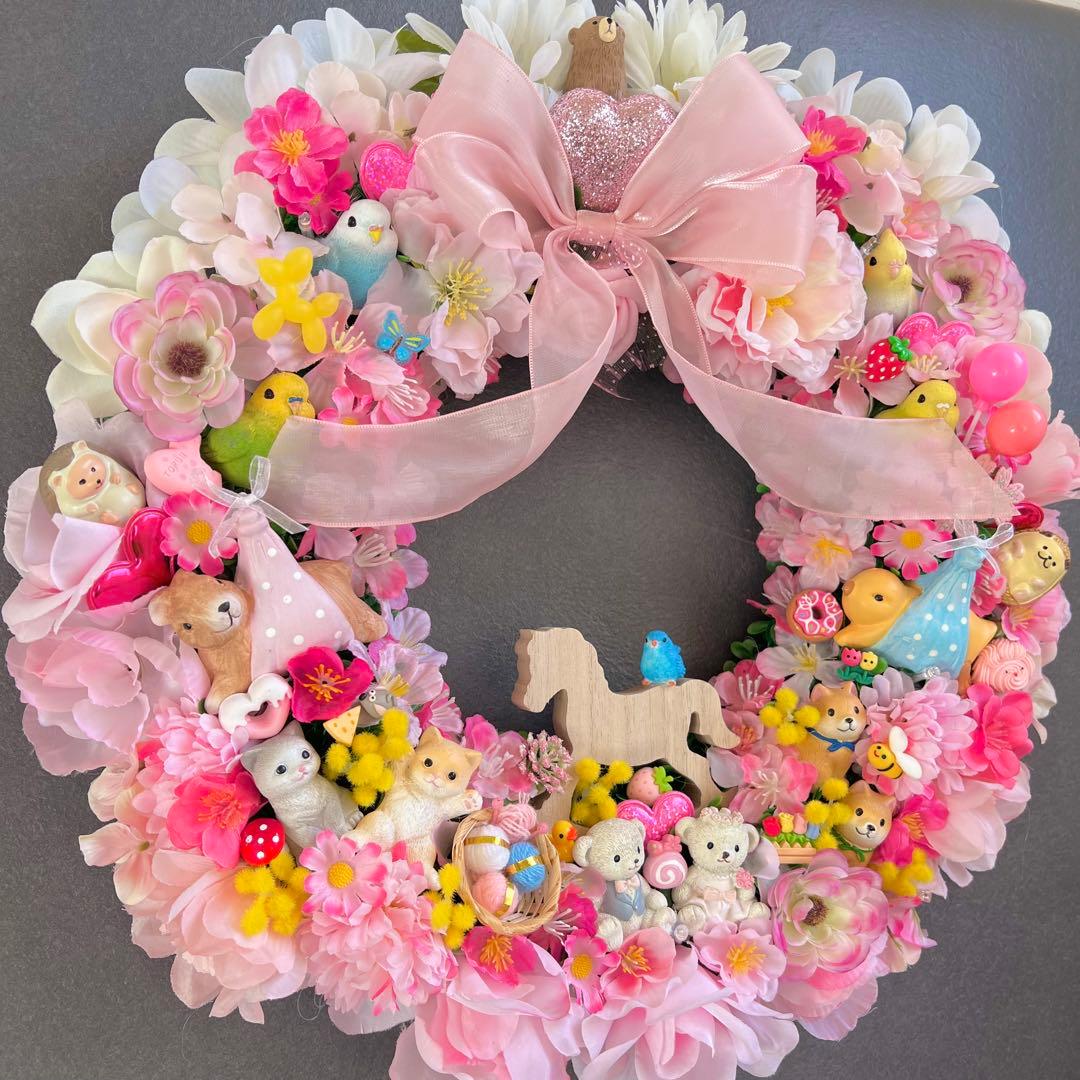 専用 特大 パーツ盛り盛り 春 フラワーリース ハンドメイド