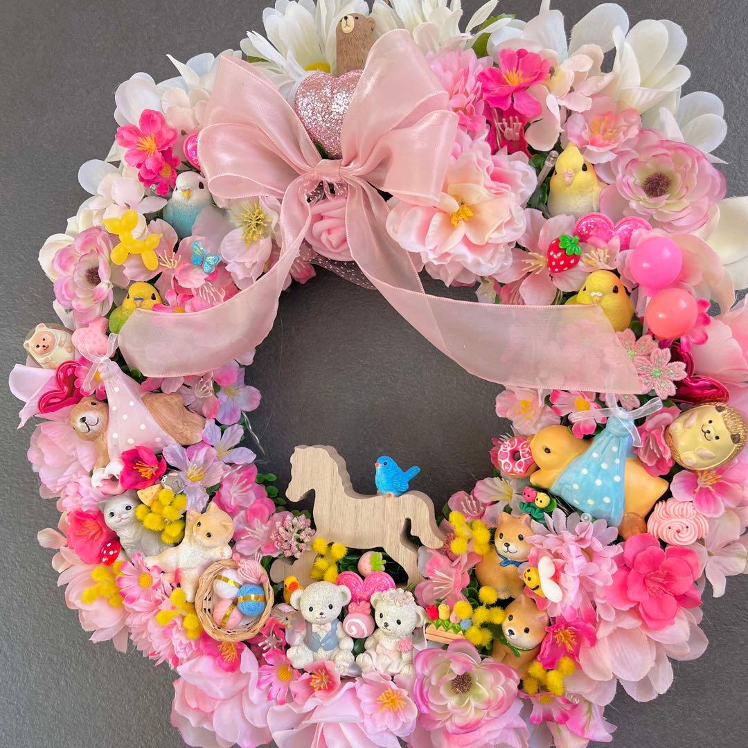 専用 特大 パーツ盛り盛り 春 フラワーリース ハンドメイド
