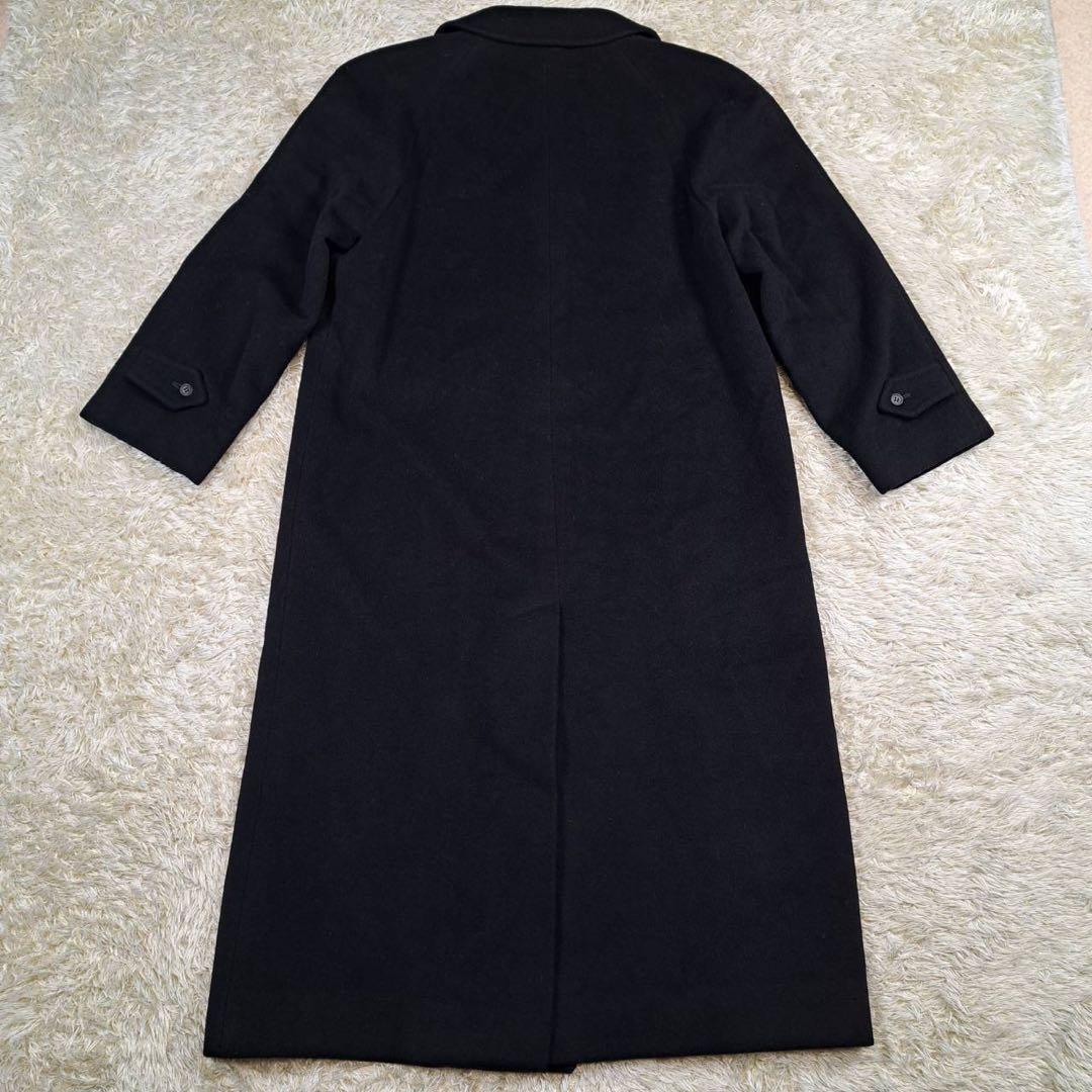 美品　DAKS カシミヤ混　ロングコート　マキシ丈　ブラック　ステンカラー