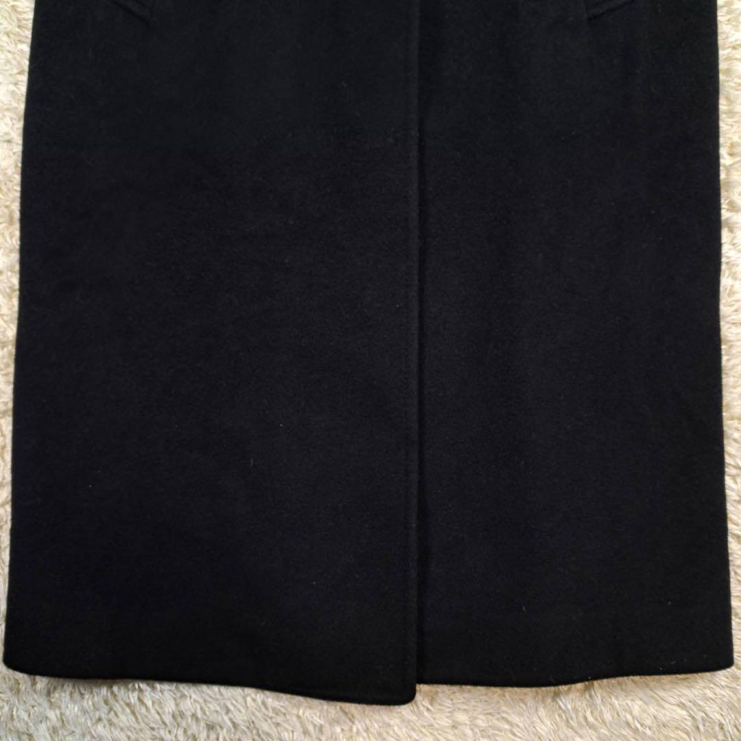 美品　DAKS カシミヤ混　ロングコート　マキシ丈　ブラック　ステンカラー