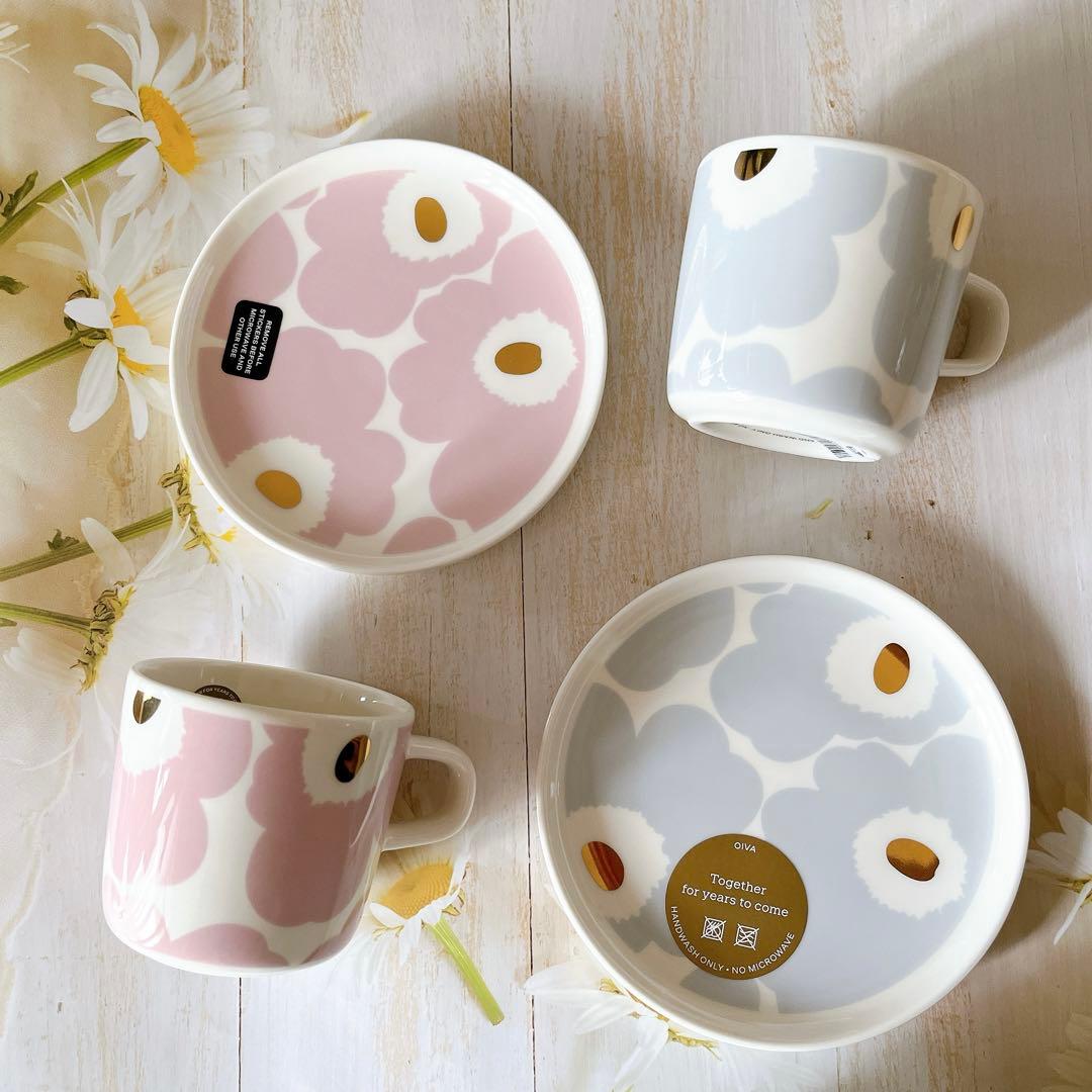 ♡byR 限定　マリメッコ　ピンクゴールド　マグカップ　プレート アイシーグレー