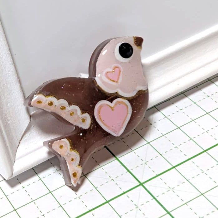 鳥（訳あり）　レジンヘアゴム　チョコクッキー