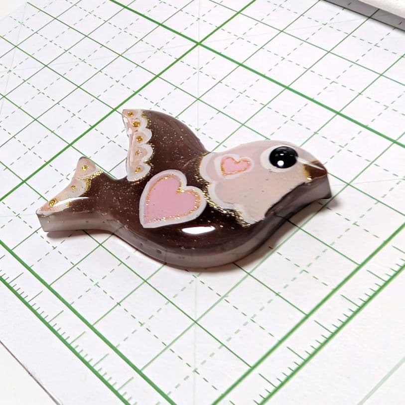 鳥（訳あり）　レジンヘアゴム　チョコクッキー