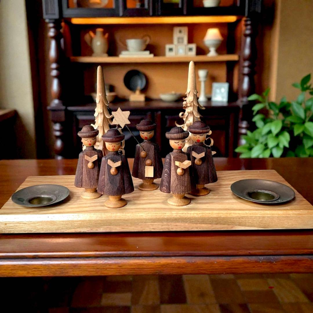 東ドイツ製・ザイフェン 聖歌隊木製キャンドルスタンドXmas装飾