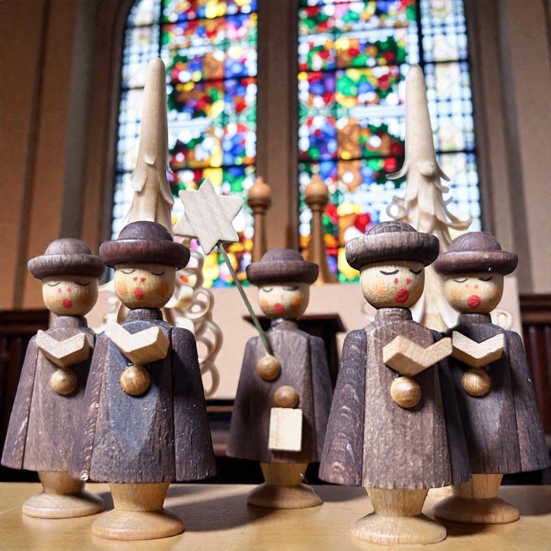 東ドイツ製・ザイフェン 聖歌隊木製キャンドルスタンドXmas装飾