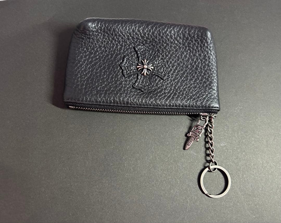 ミニ財布 ブラックレザー ケース 小銭入れ　本革牛革　クロス 財布