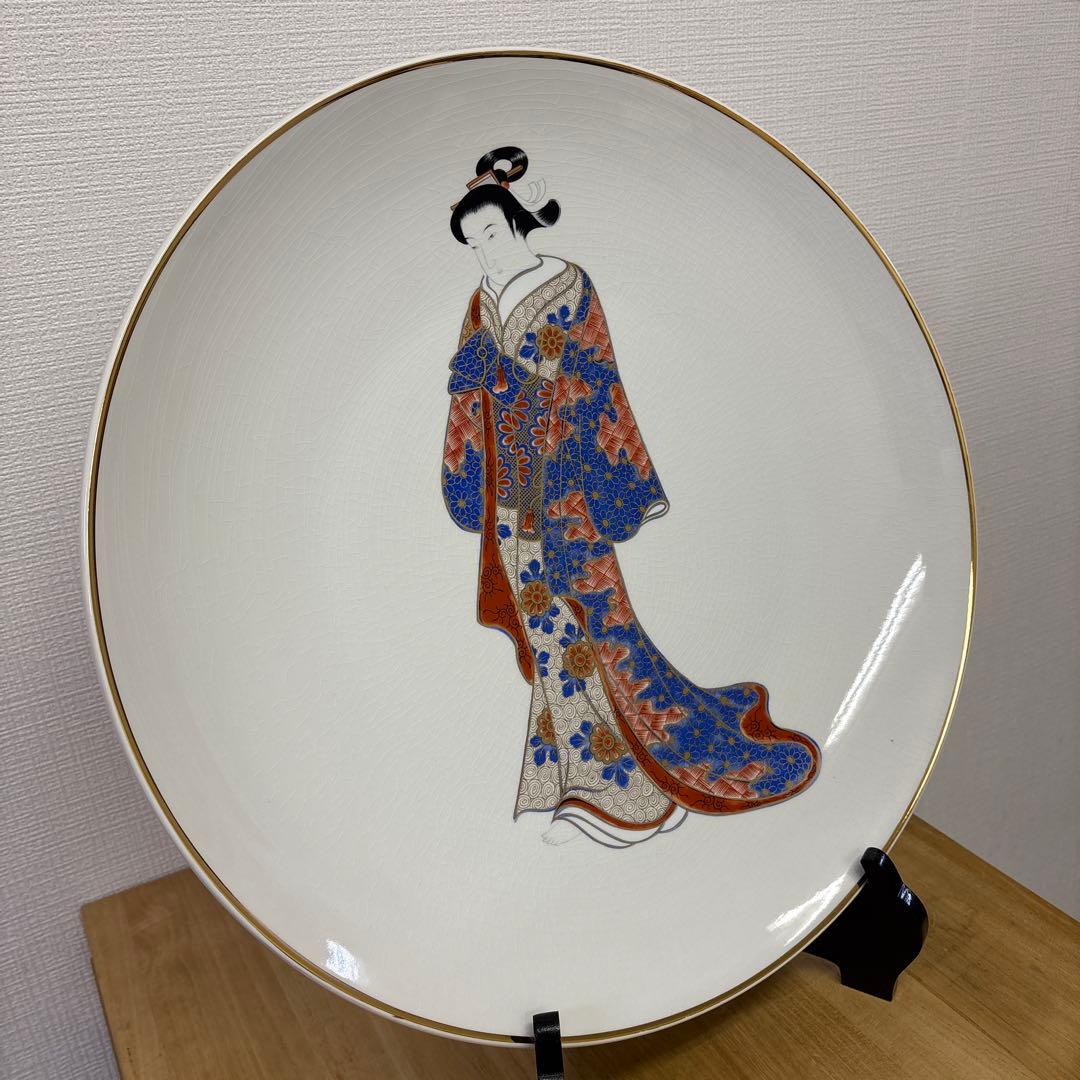古伊万里写　錦手大皿　[元禄立美人図大皿]