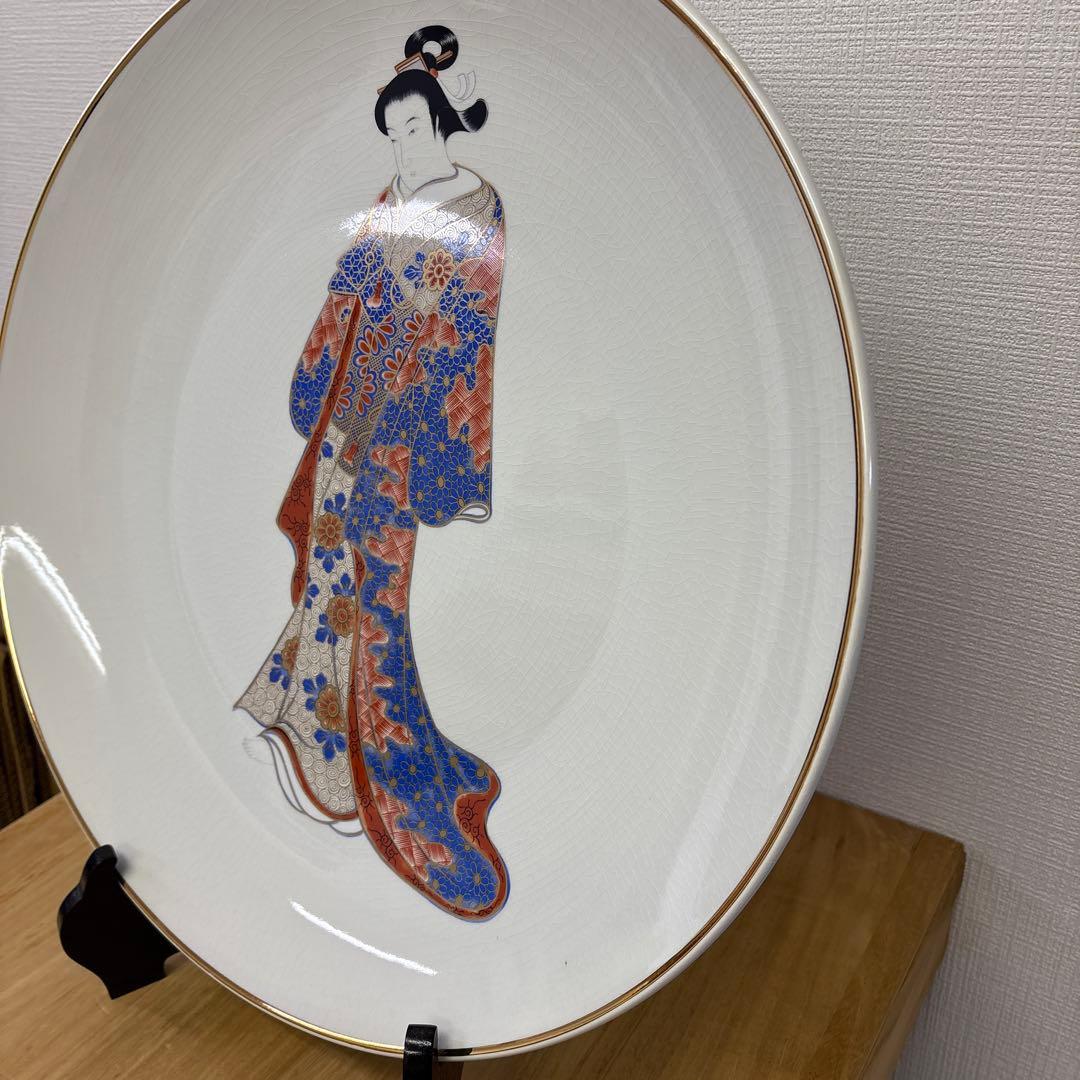古伊万里写　錦手大皿　[元禄立美人図大皿]
